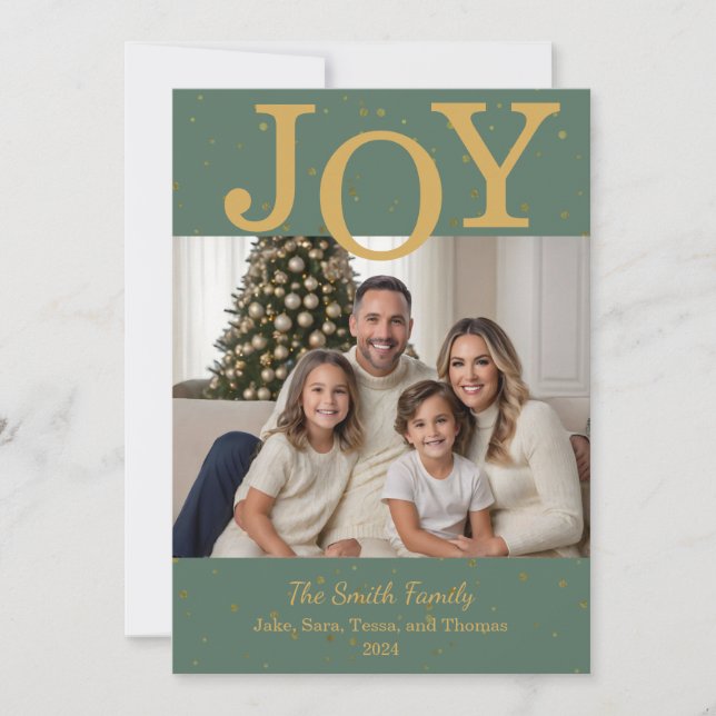 Klassische Weihnachtsfotokarte "Joy" Feiertagskarte (Vorderseite)