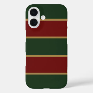 Klassische Weihnachtsgrün und Rot mit Goldschmiede iPhone 16 Hülle