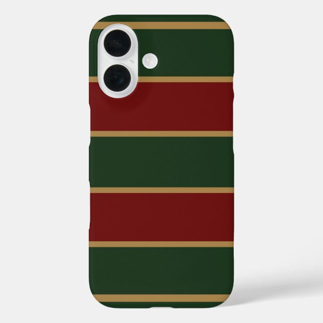 Klassische Weihnachtsgrün und Rot mit Goldschmiede iPhone 16 Hülle (Rückseite)