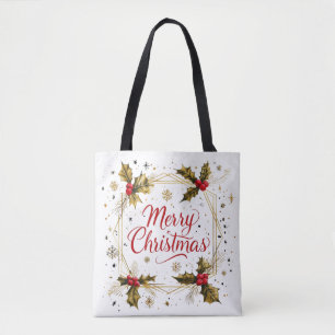 Klassische Weihnachtskarte mit Holly Design Tasche