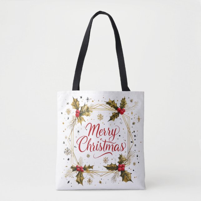 Klassische Weihnachtskarte mit Holly Design Tasche (Vorderseite)