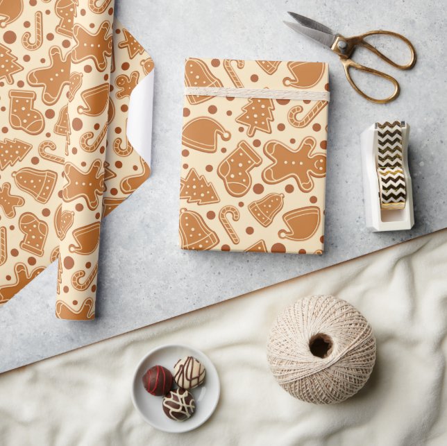 Klassische Weihnachtskekse Lebkuchen Nahtlos Geschenkpapier (Kunsthandwerk)