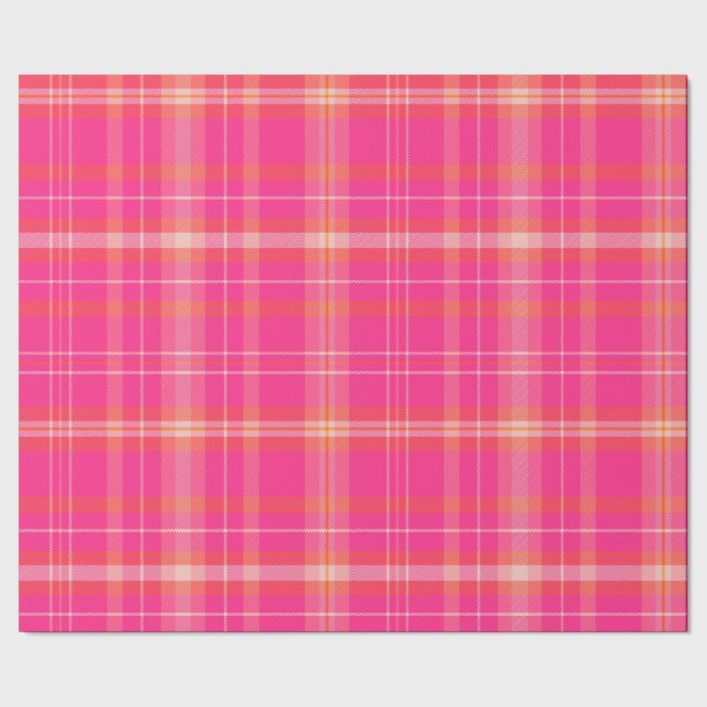 Klassische Weihnachtskollektion Kariert Pink Colle Geschenkpapier (Saum)