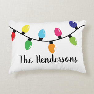 Klassische Weihnachtslichter Retro-Urlaub - Name h Dekokissen