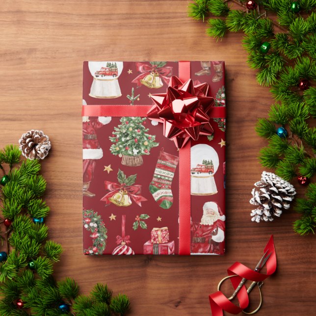 Klassische Weihnachtsmotive Weihnachtsmann Bells U Geschenkpapier (Feiertagsgeschenk)