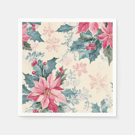 Klassische Weihnachtspoinsettien-Blumen Papier Serviette