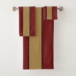 Klassische Weihnachtsrot und goldene Streifen Badhandtuch Set