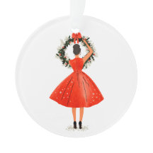 Klassische Weihnachtsschmuck in Rotem Kleid