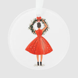 Klassische Weihnachtsschmuck in Rotem Kleid Ornament