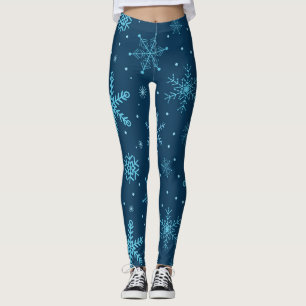 Klassische Weihnachtsschneeflocken auf marineblau Leggings