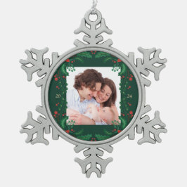 Klassische Weihnachtsschneeflocken mit Floram Schneeflocken Zinn-Ornament