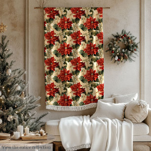 Klassische Weihnachtssterndecke Rot & Weiß Rustika Fleecedecke