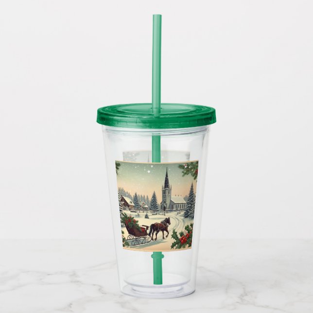 Klassische Weihnachtsszene Acryltrinkbecher (Vorderseite)