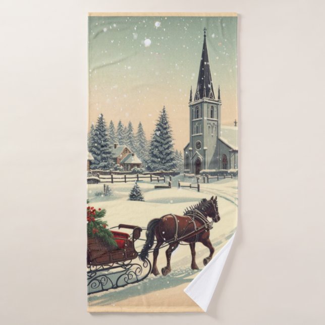 Klassische Weihnachtsszene Badehandtuch (Badehandtuch)