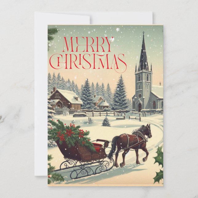 Klassische Weihnachtsszene Feiertagskarte (Vorderseite)