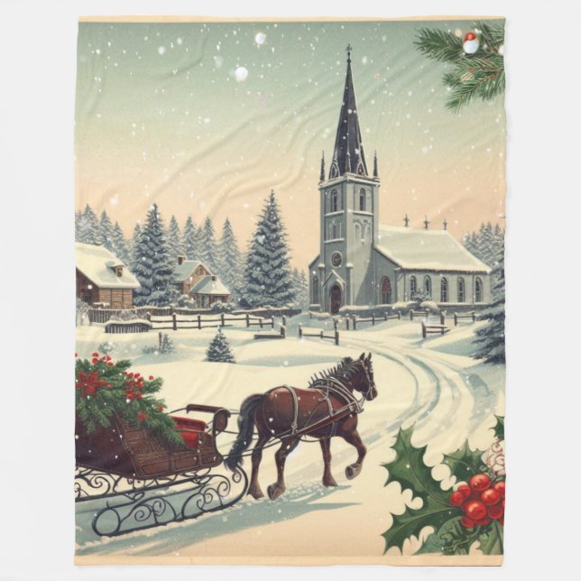 Klassische Weihnachtsszene Fleecedecke (Vorderseite)