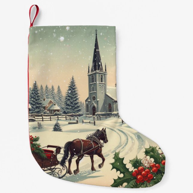 Klassische Weihnachtsszene Kleiner Weihnachtsstrumpf (Vorderseite)