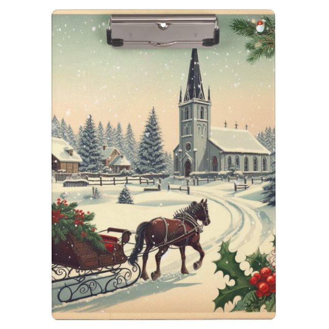 Klassische Weihnachtsszene Klemmbrett (Vorderseite)