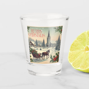 Klassische Weihnachtsszene Schnapsglas