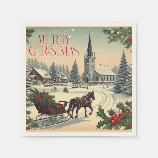 Klassische Weihnachtsszene Serviette (Vorderseite)
