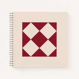 Klassische Weinrote Geometrische Fliesen Kunst  Notizbuch