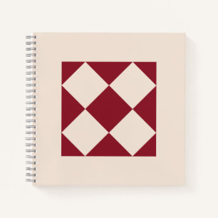 Klassische Weinrote Geometrische Fliesen Kunst Notizbuch