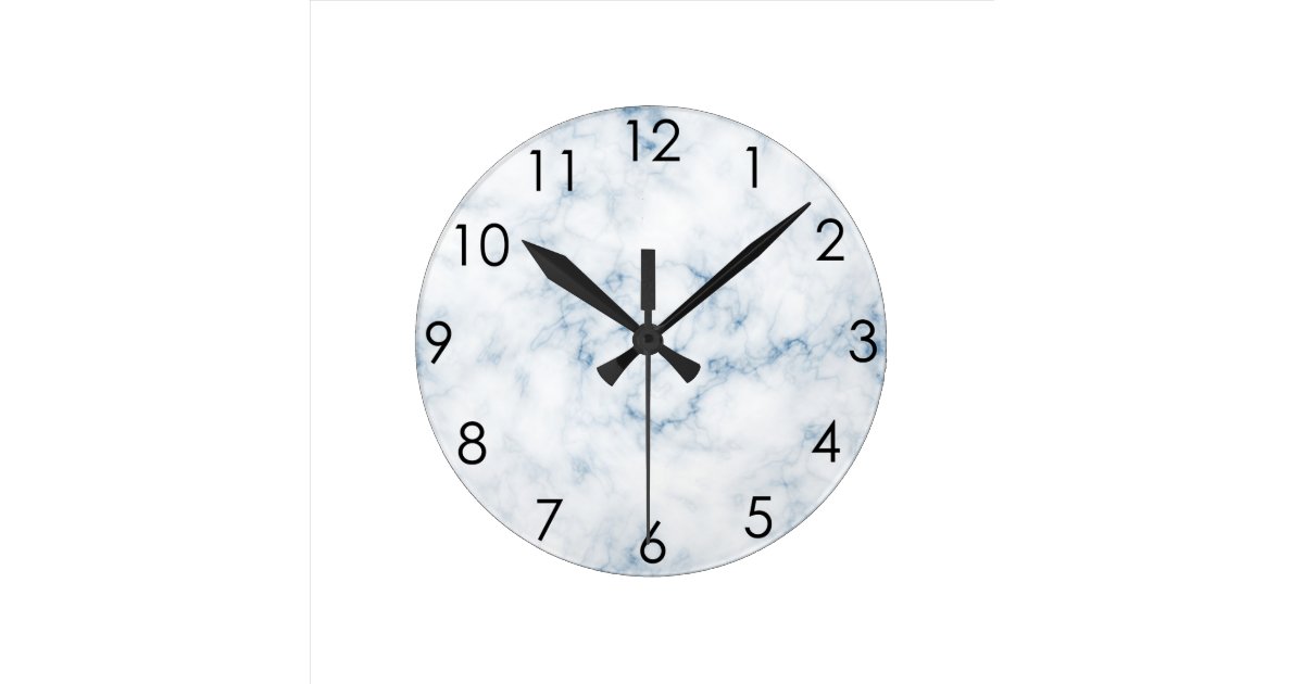 Klassische Weisse Blau Adern Des Marmor W Runde Wanduhr Zazzle Ch