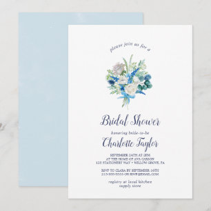 Klassische weiße Blume Bouquet Brautparty Einladung