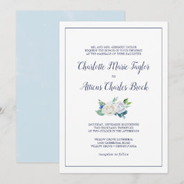 Klassische weiße Blume feierliche Hochzeit Einladung