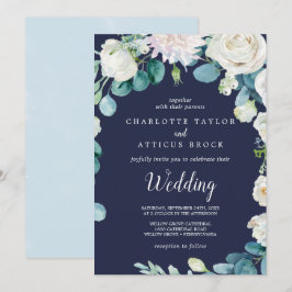 Klassische weiße Blume | Hochzeit der Marine Einladung