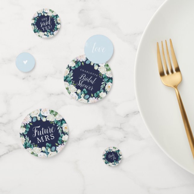 Klassische weiße Blume | Navy Brautparty Table Konfetti (Gruppe)