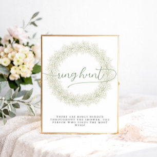 Klassische weiße Blumen Brautparty-Ringjagd Poster