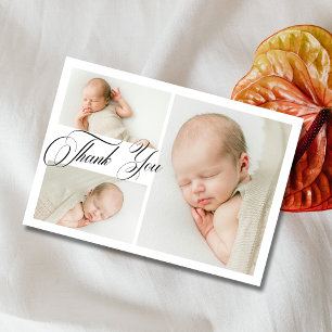 Klassische weiße Dankeskarten zur Babyparty mit dr Dankeskarte