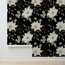 Klassische Weiße Flora botanisch auf schwarz Tapete
