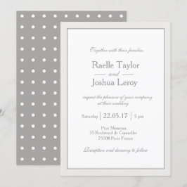 Klassische, weiße Polka-Punkte Hochzeit Einladung