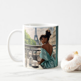 Klassische, weiße Tasse | Mädchen in Paris