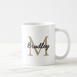 Klassische weiße Tasse mit Monogramm Browns TAN
