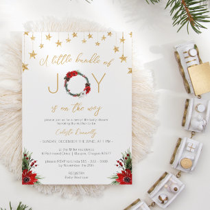 Klassische weiße Weihnachts-Bundle-Of-Joy-Baby-Par Einladung