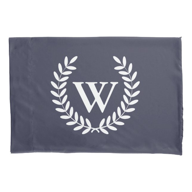 Klassische Weißlaurels und Monogramm Kissenbezug (Vorderseite)