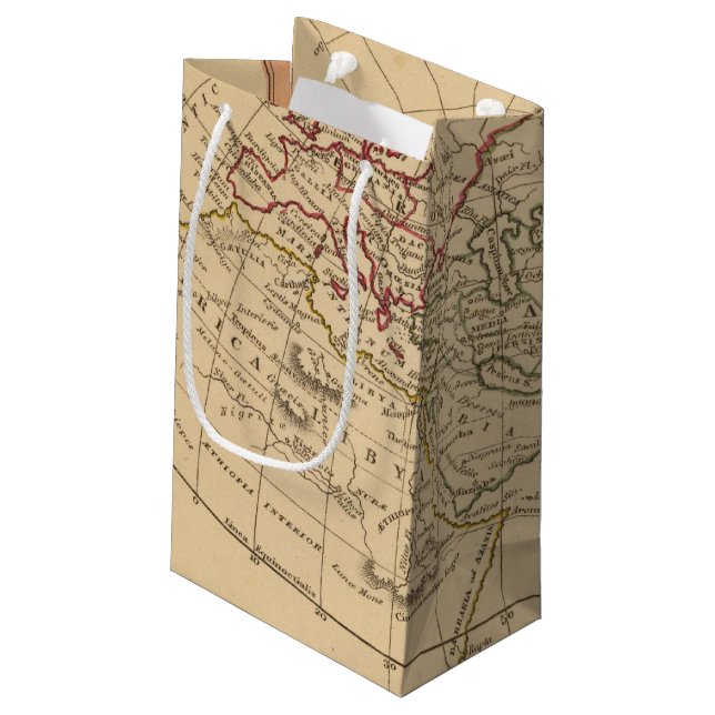 Klassische Weltkarte Kleine Geschenktüte (Rückseite Schrägansicht)