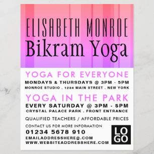 Klassische Werbung für rosa Bikram Yoga-Klasse Flyer