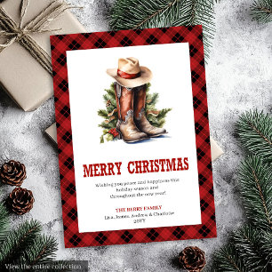 Klassische Western-Karo-Buffalo-Weihnachtskarte Feiertagskarte