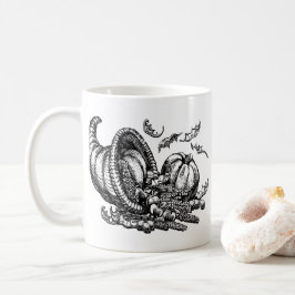 Klassische Wicker Cornucopia Schwarz-weiß Illustra Kaffeetasse