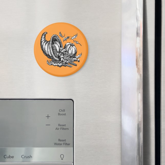 Klassische Wicker Cornucopia Schwarz-weiß Illustra Magnet (In Situ (Kühlschrank))