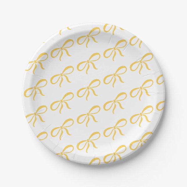 Klassische Yellow Ribbon Babydusche Pappteller (Vorderseite)