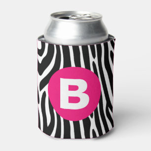 Klassische Zebrastreifen in hellrosa Monogramm Dosenkühler