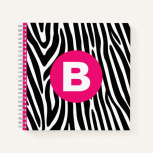 Klassische Zebrastreifen in hellrosa Monogramm Notizbuch