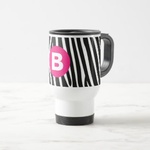 Klassische Zebrastreifen in leuchtendem Rosa Monog Reisebecher