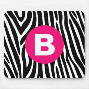 Klassische Zebrastreifen mit leuchtend rosa Monogr Mousepad