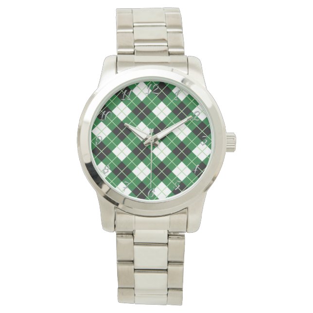 Klassische zeitlose Clan-Raute Diagonal Diamond Ta Armbanduhr (Vorderseite)